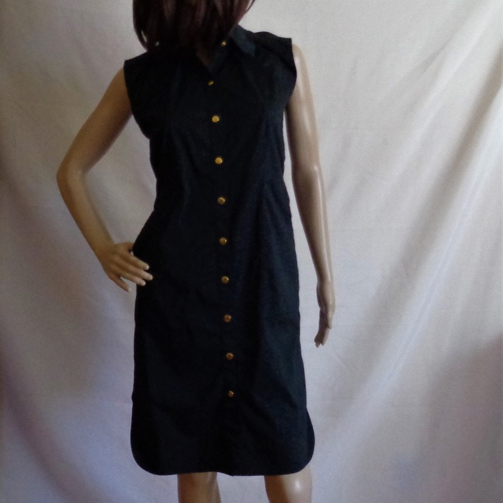 NY&C black snap front sleeveless shirtdress XS
